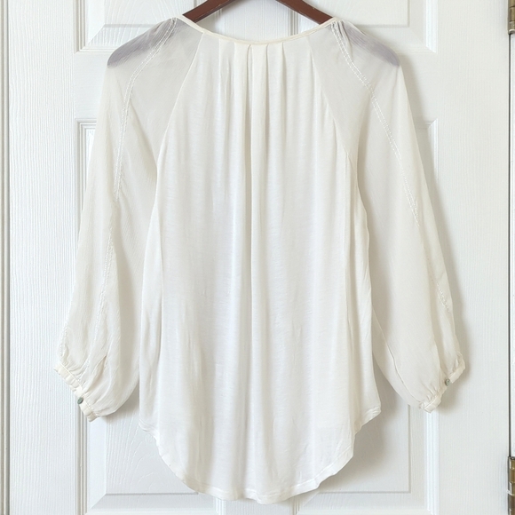 Tiny Anthropologie Jasmine Vine Embroidered Split Scoop Neck Peasant Top Ivory M - Picture 11 of 13